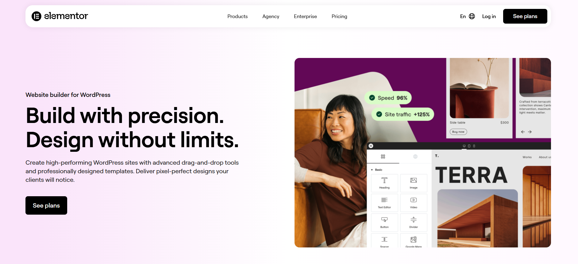 screenshot of Elementor 'Website Builder page