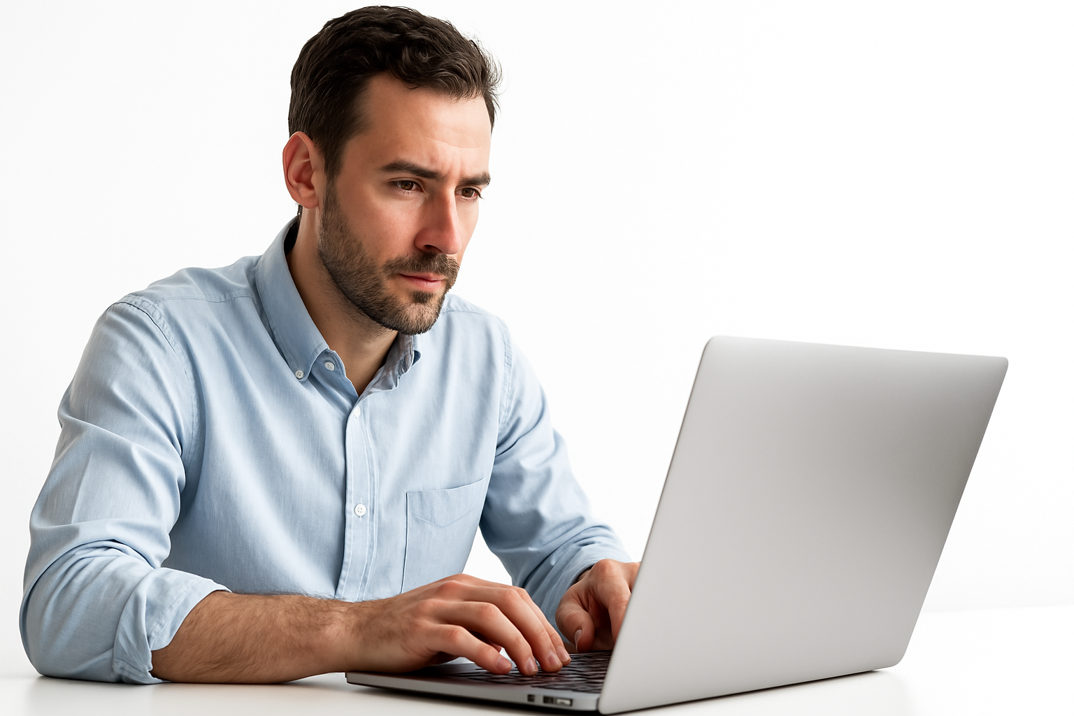 Man coding on a laptop