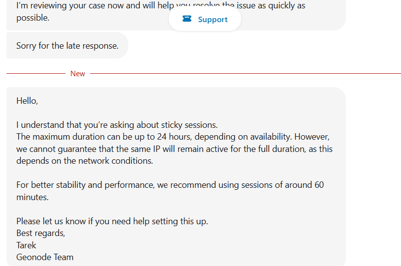 screenshot of Livechat conversation