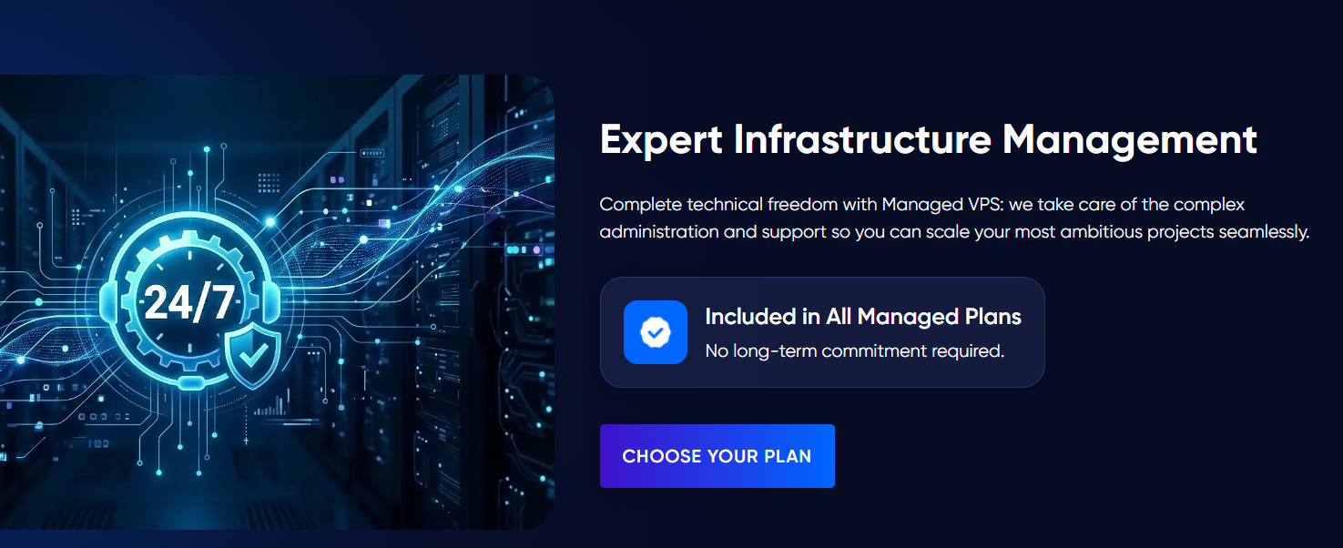 Godlike VPS Hosting page with Choose Your Plans button