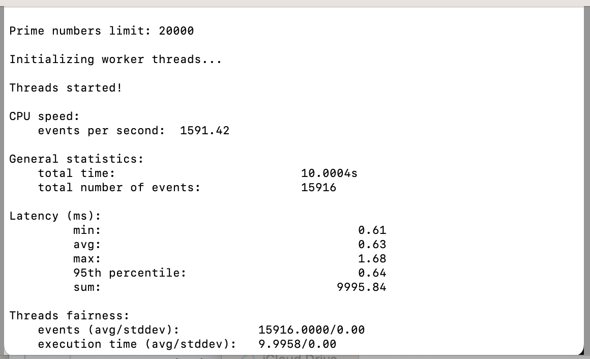 Sysbench CPU benchmark results for HostArmada Cloud SSD VPS