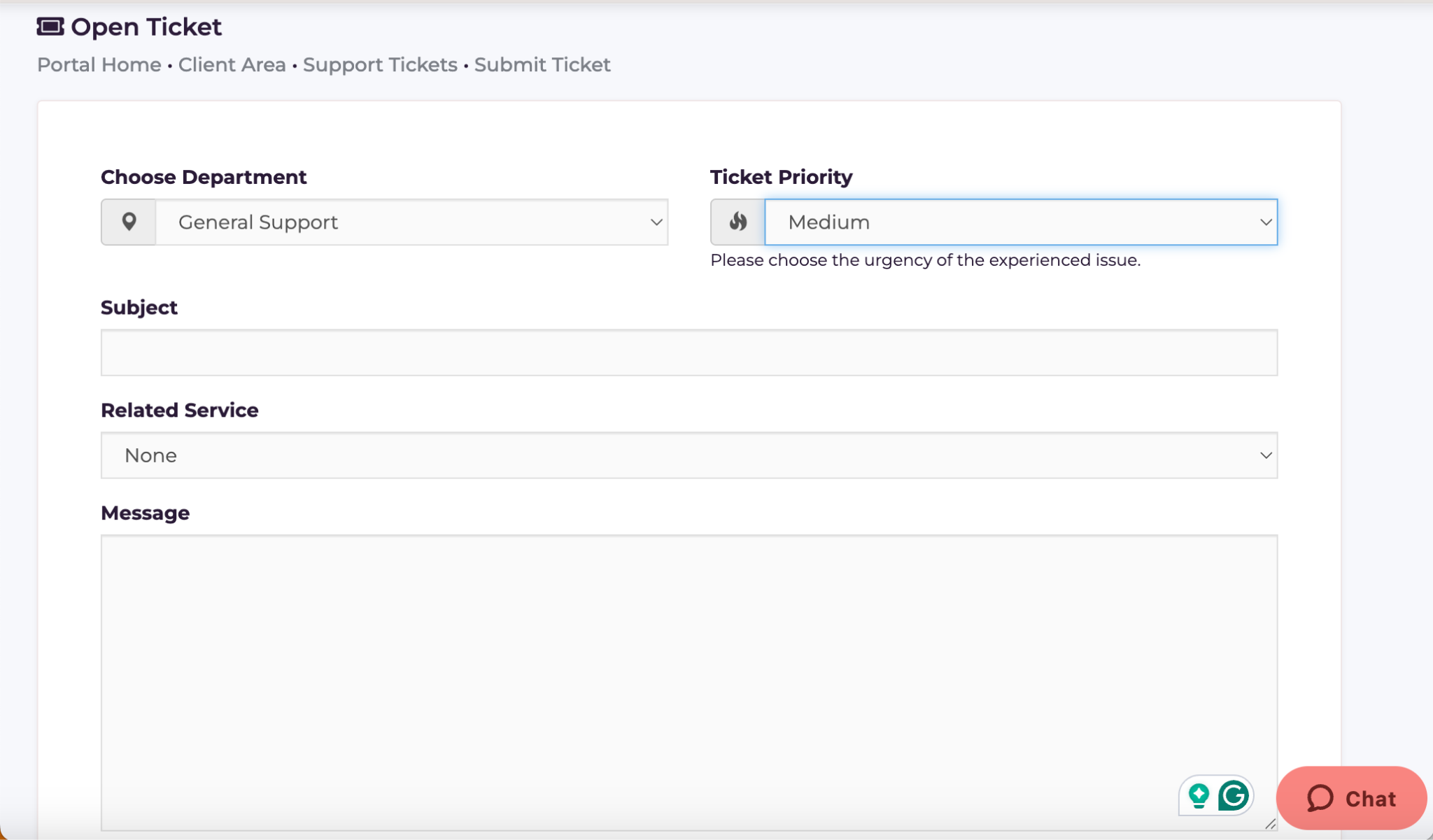 HostArmada ticket submission form