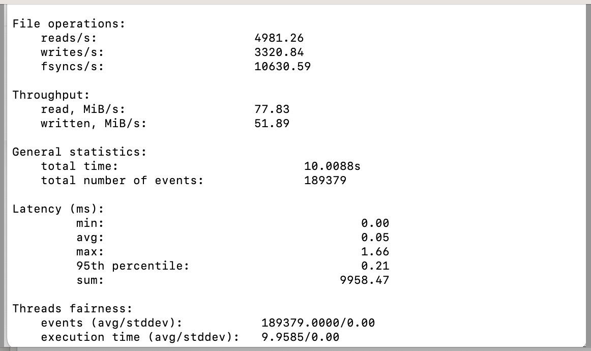 Sysbench disk I O benchmark results for HostArmada Cloud SSD VPS
