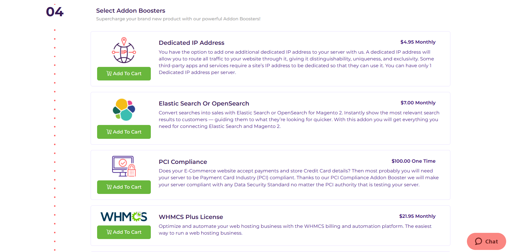 HostArmada addon boosters and optional extras