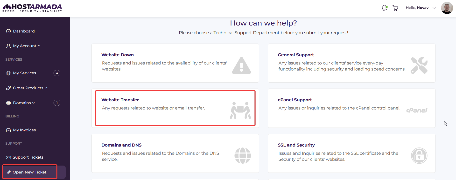 HostArmada Migration, Support