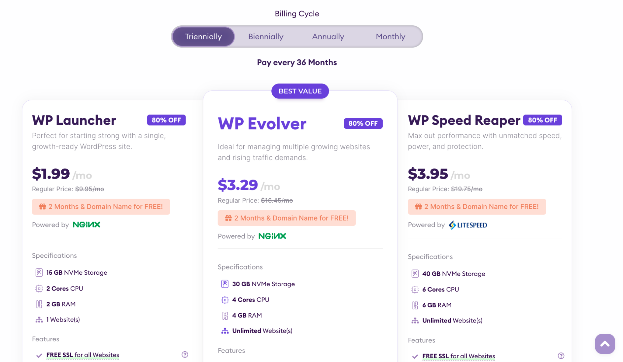 HostArmada WordPress hosting plans comparison