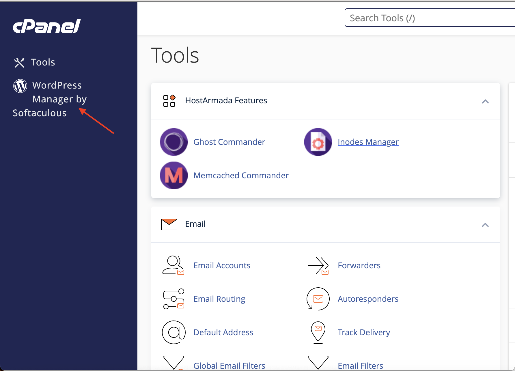 WordPress Manager by Softaculous in cPanel