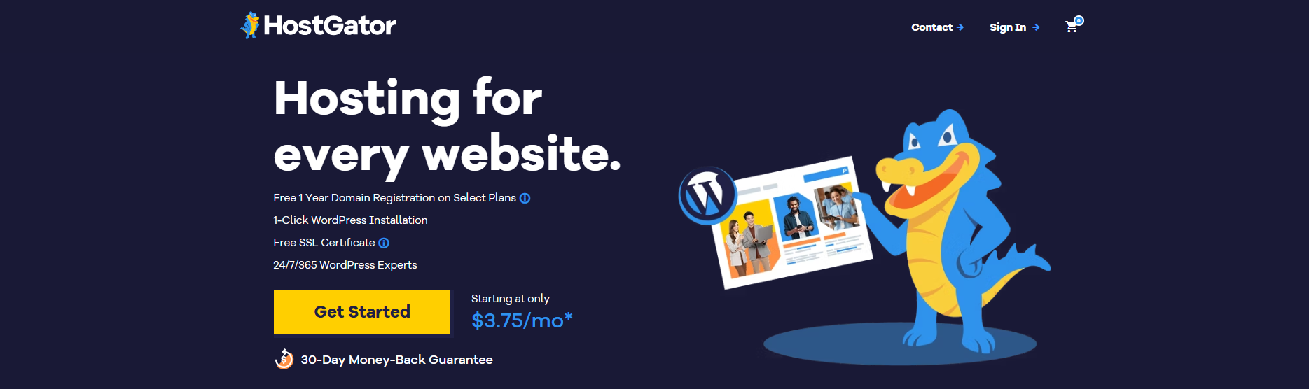screenshot of HostGator website