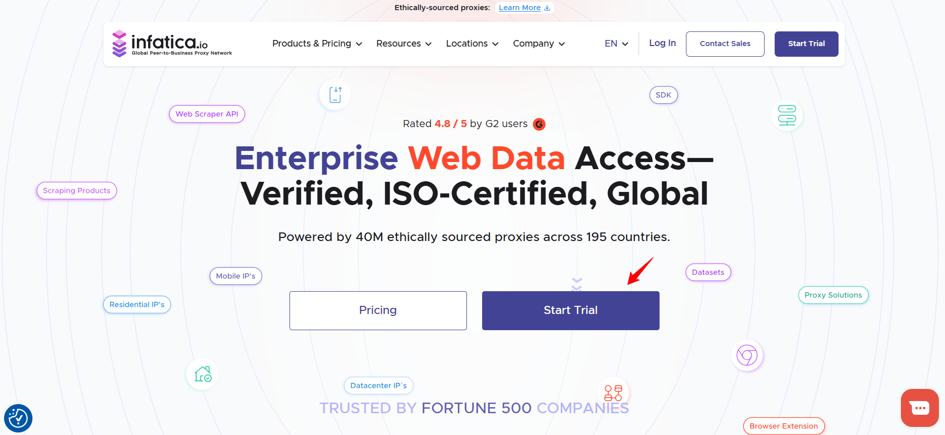 screenshot of Infatica homepage