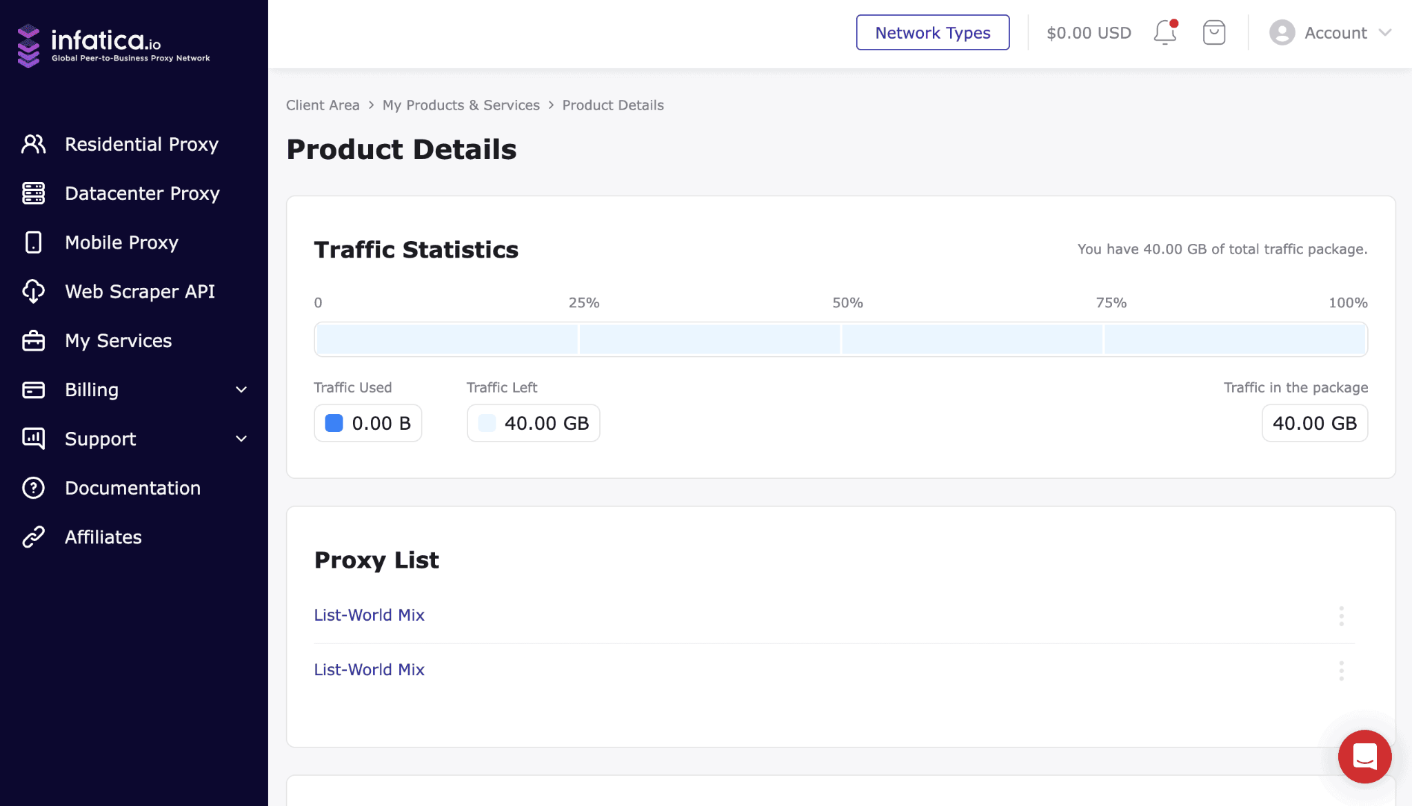 screenshot of Product Details page