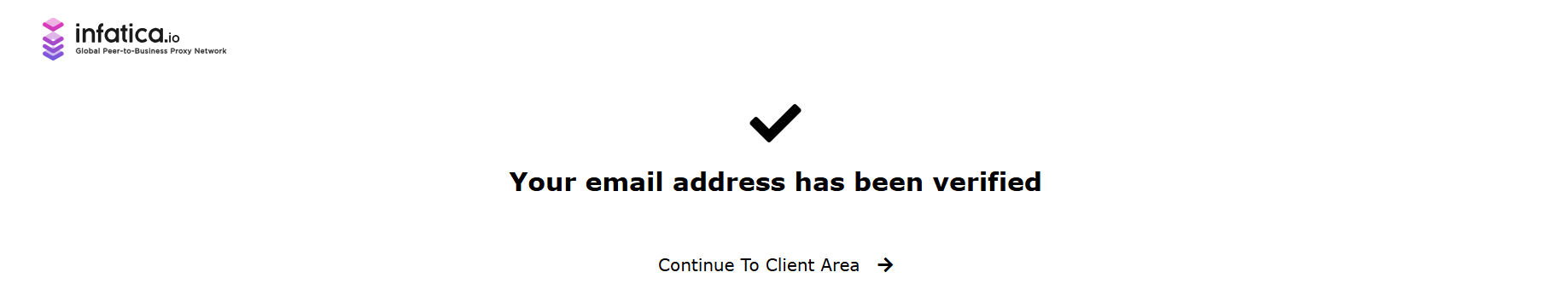 screenshot of Infatica Email verification page