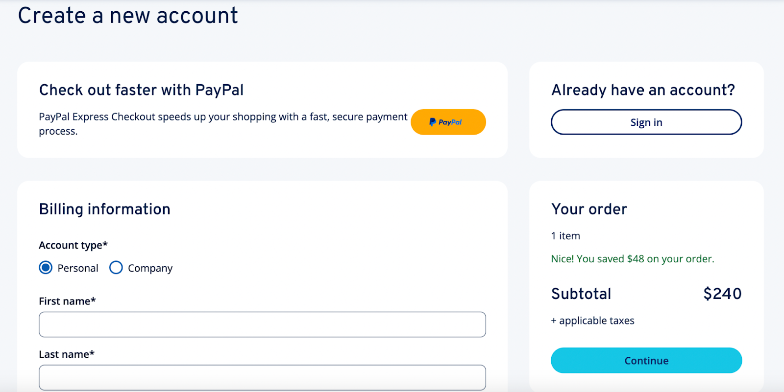 screenshot of IONOS Billing Information