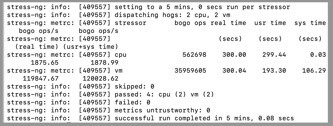 screenshot of Stress Performance Testing