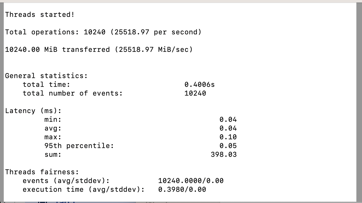 screenshot of Memory Performance Testing