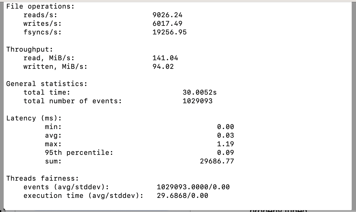 screenshot of I/O Performance Testing