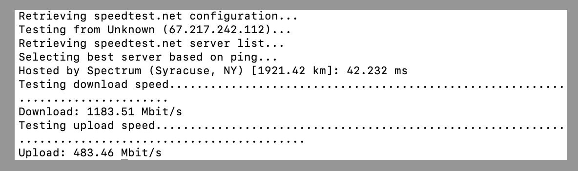 screenshot of Network Performance Testing