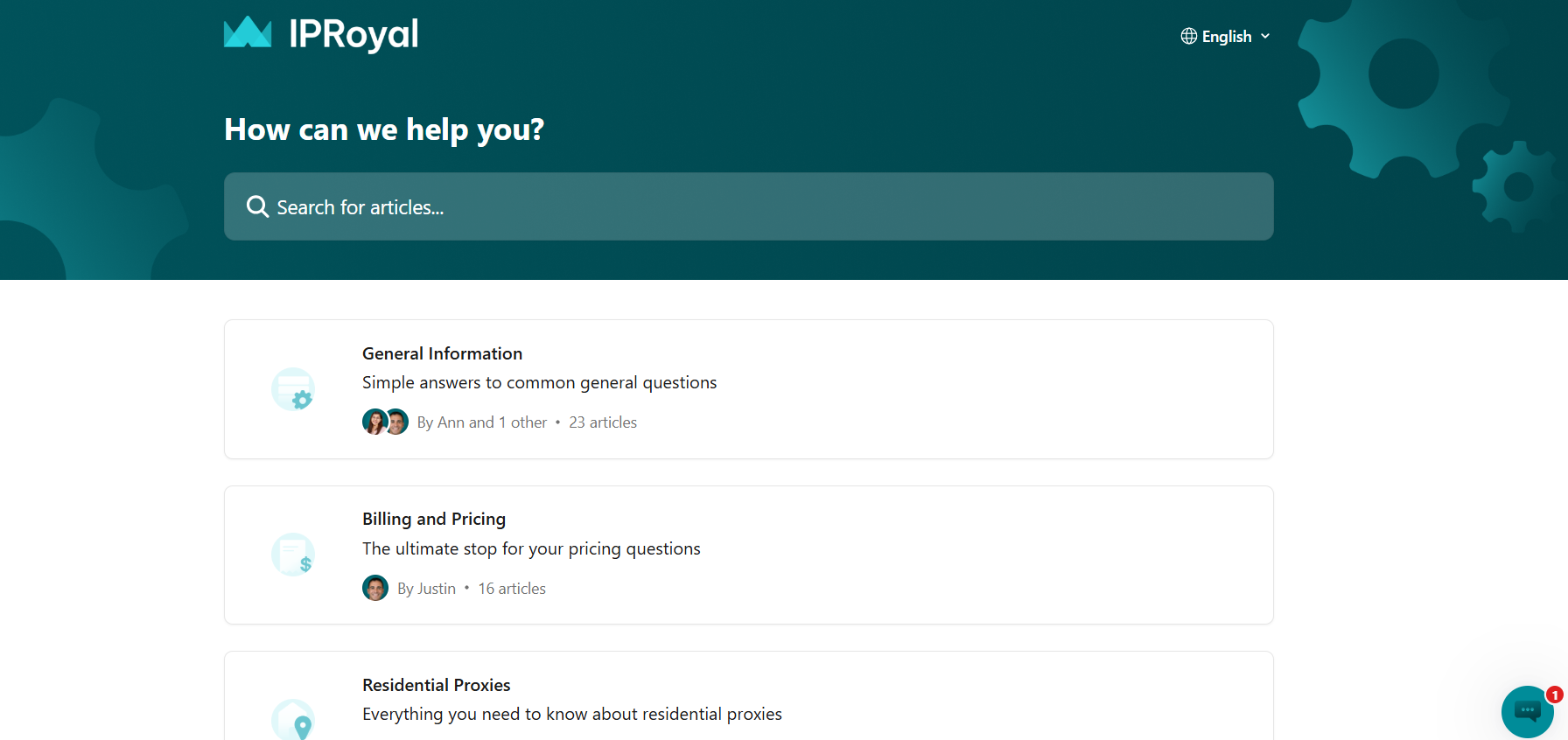 screenshot of IPRoyal help page