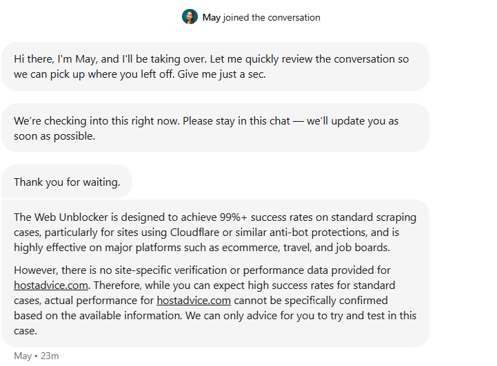 screenshot of IPRoyal live chat conversation