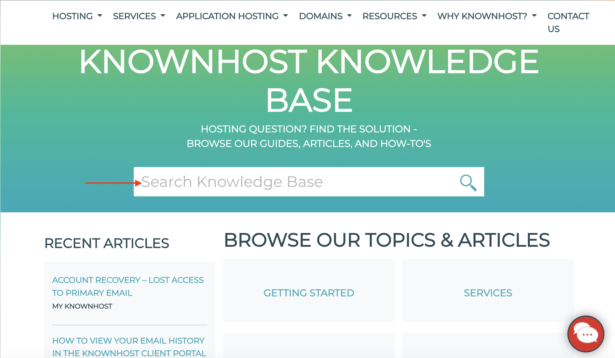 screenshot of Knownhost Knowledge Base