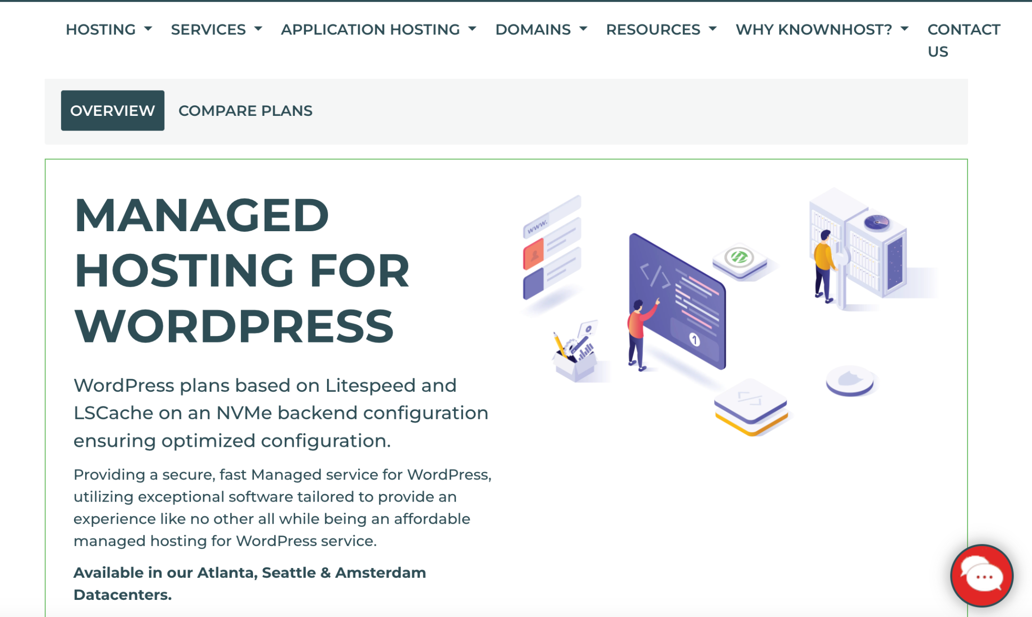 screenshot of Knownhost Managed WordPress page