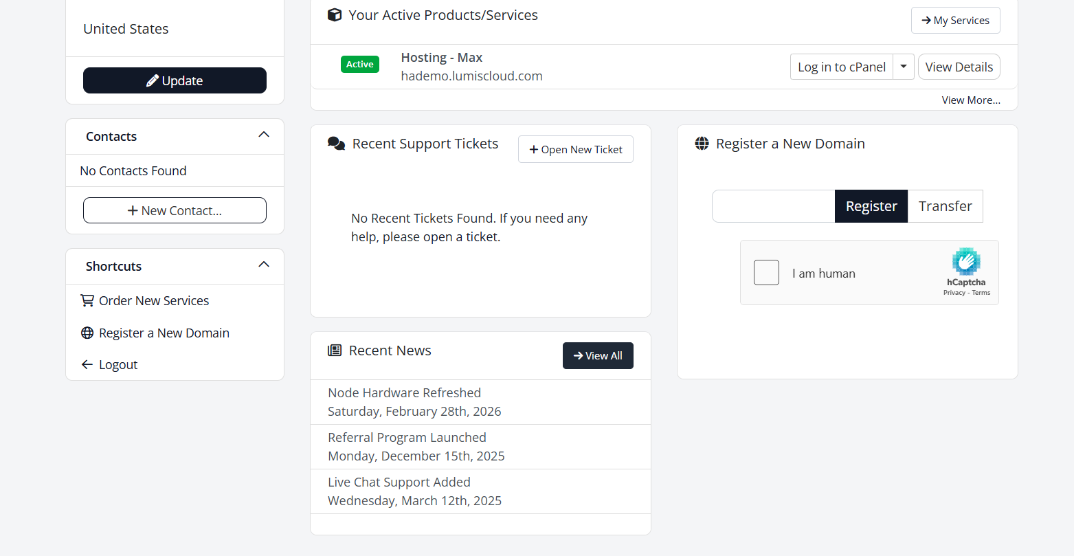 Screenshot des LumisCloud-Tickets-Supports