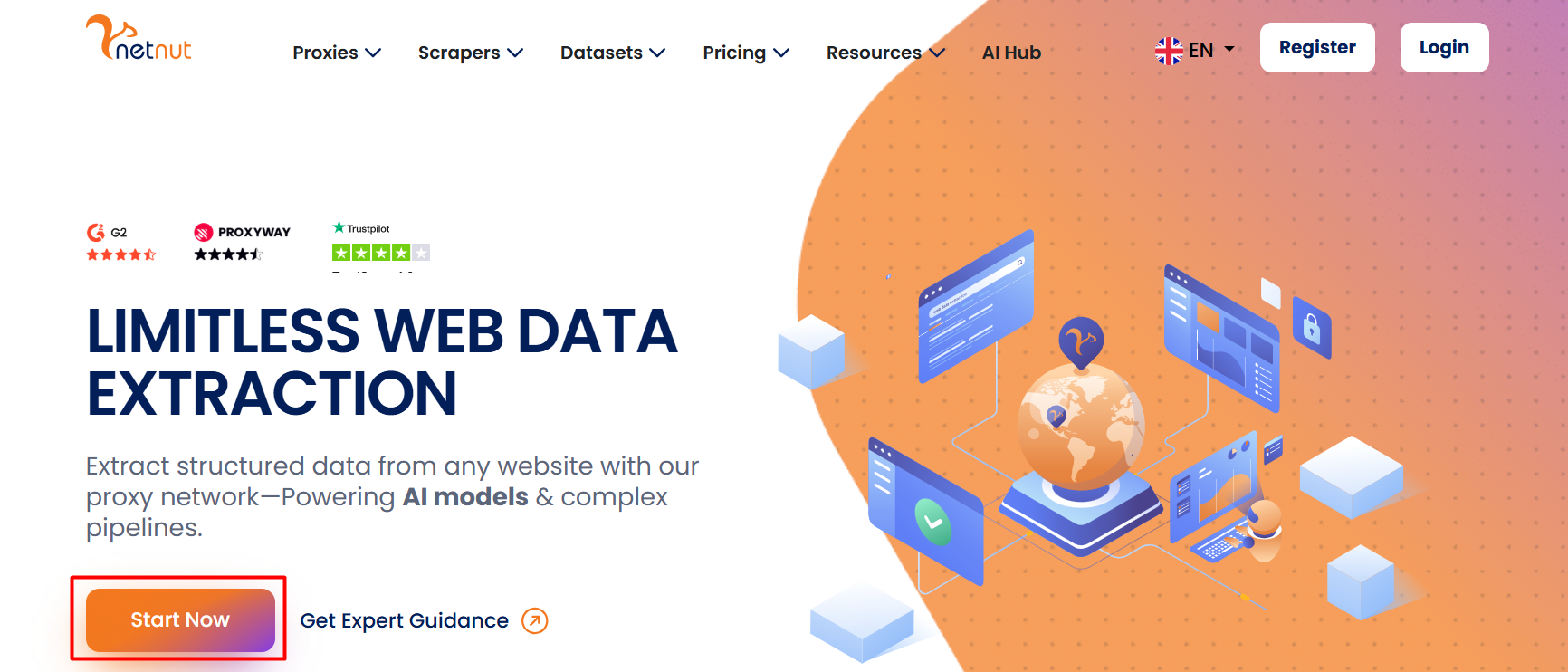 screenshot of Netnut website