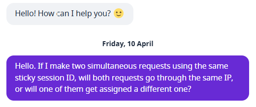 screenshot of NetNut live chat conversation