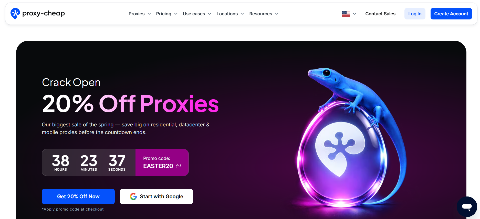 screenshot of Proxy-Cheap's homepage