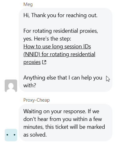 screenshot of Proxy-Cheap Live chat conversation