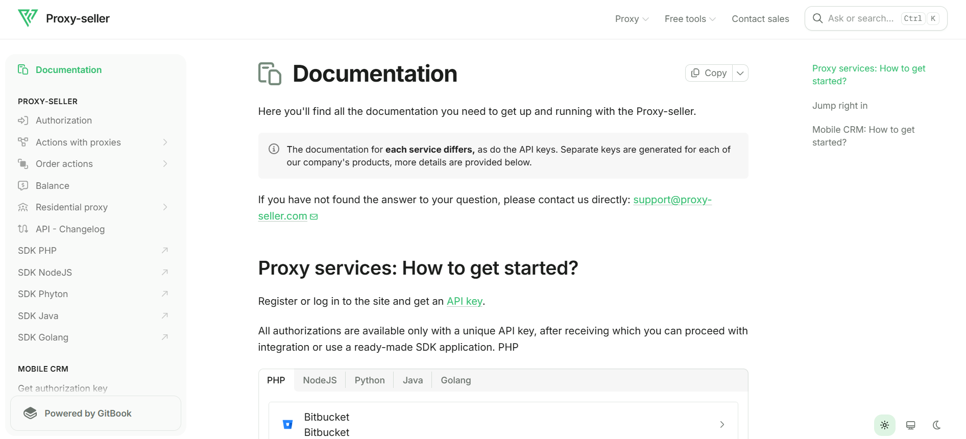 screenshot of Proxy-Seller Documentation