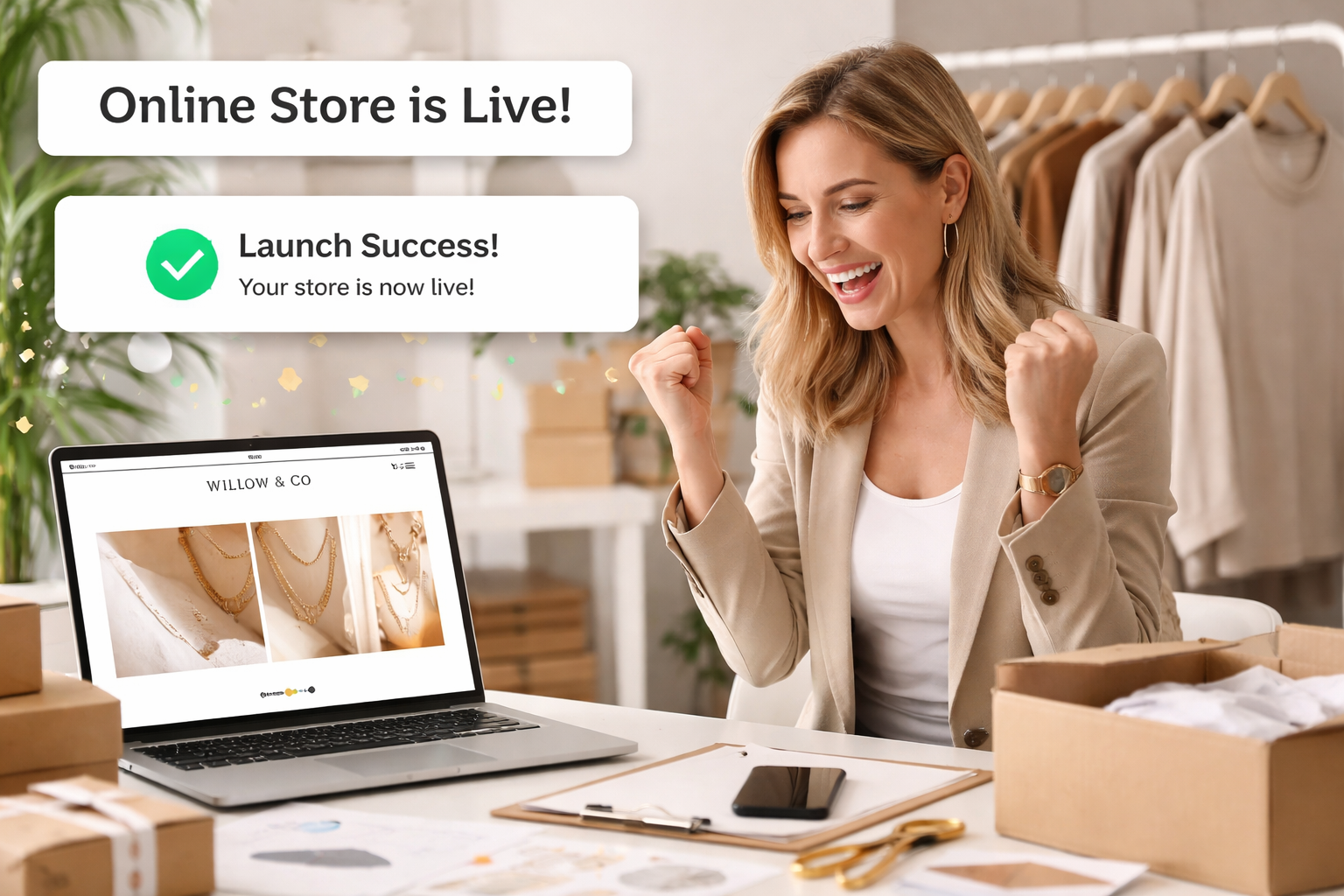 'Online store is Live!' message
