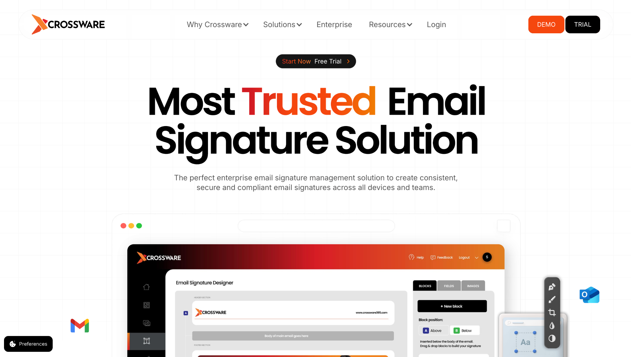 screenshot of CrossWare homepage