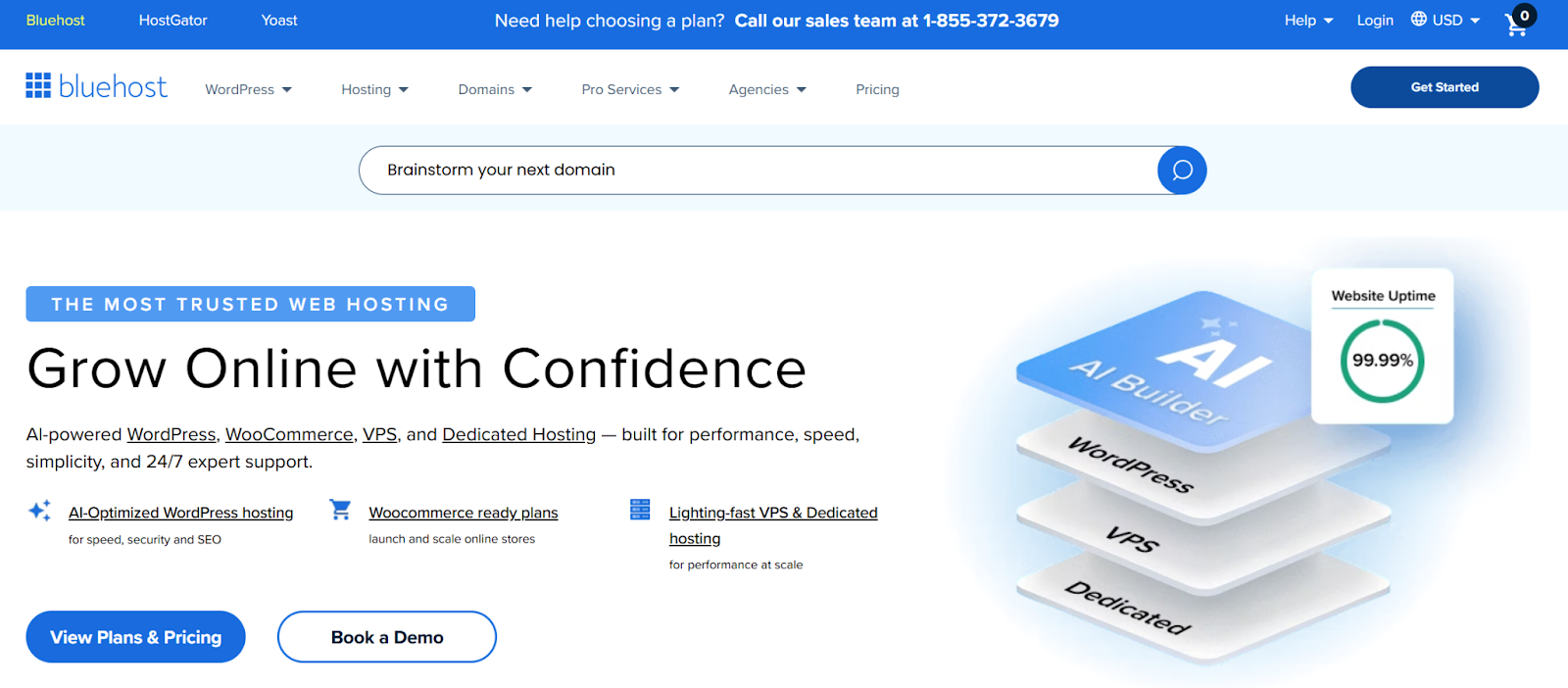 Bluehost website builder screenshot
