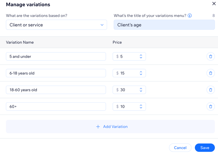 Гибкие правила ценообразования Wix Bookings для услуг