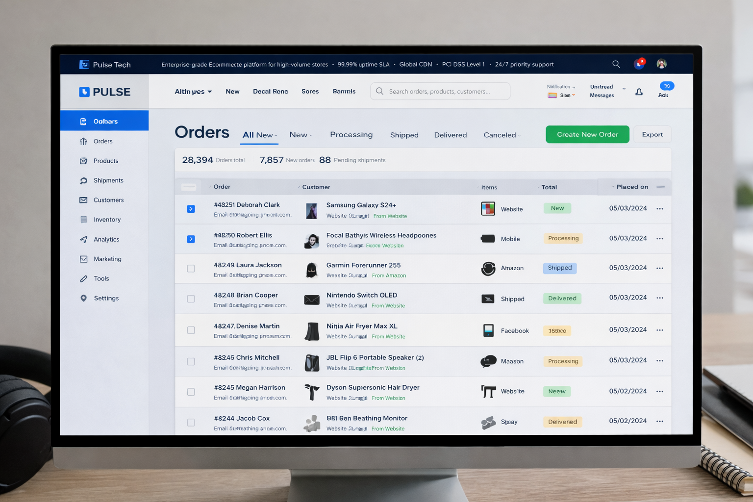 Illustration of Pulse dashboard Orders tab