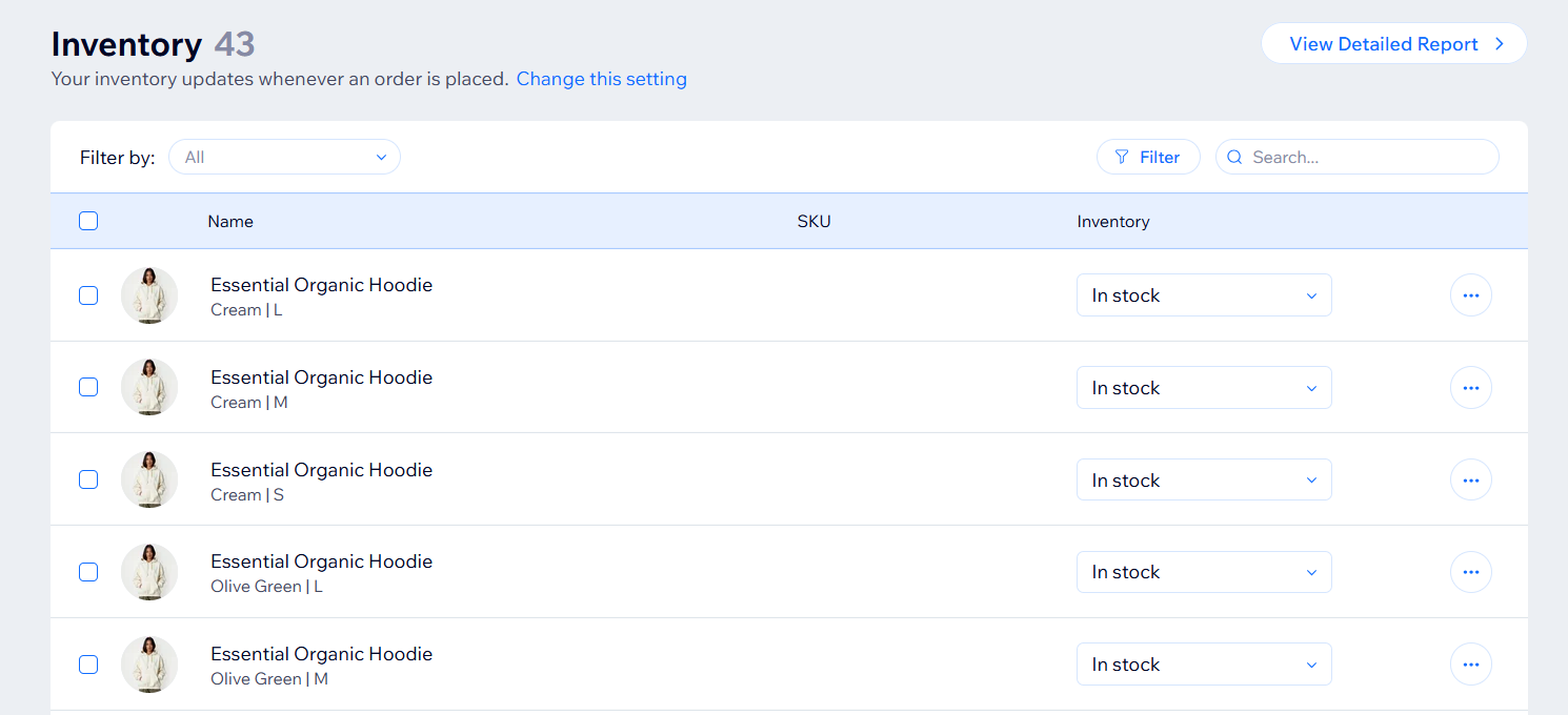 Wix AI generated product catalog during ecommerce store setup