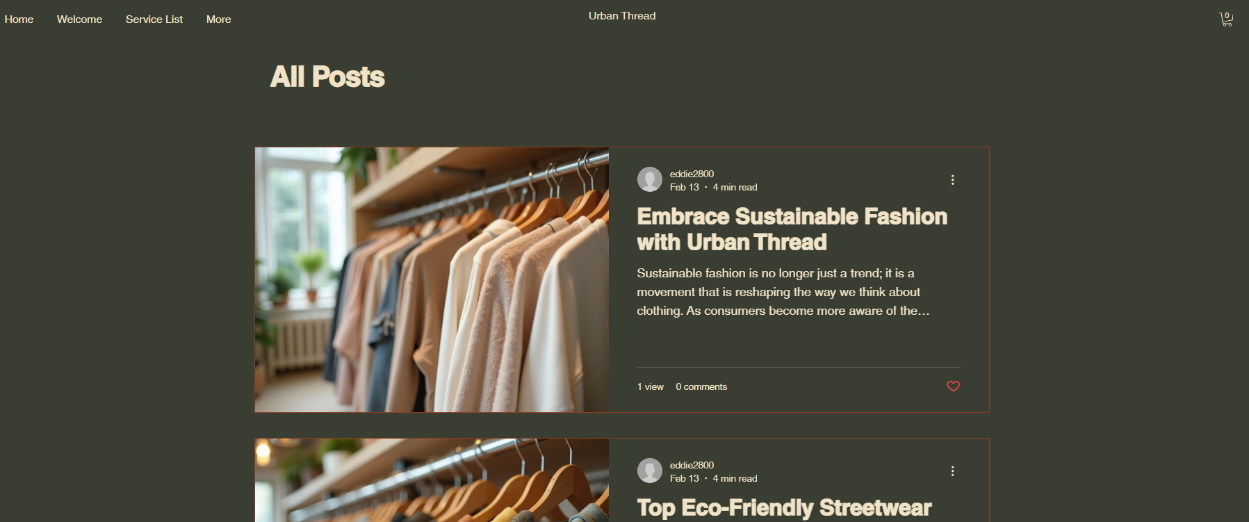 Wix blog feed and archive page layout inside the site editor