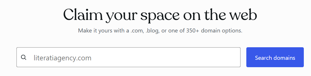 WordPress.com domain search and domain selection page