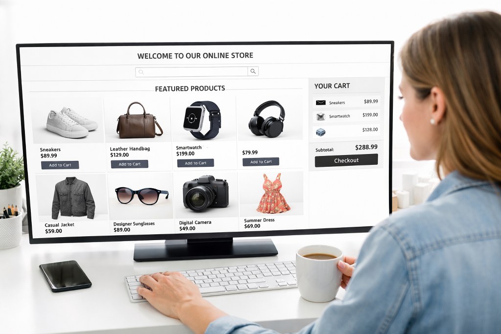A customer buying products on an e-commerce store.