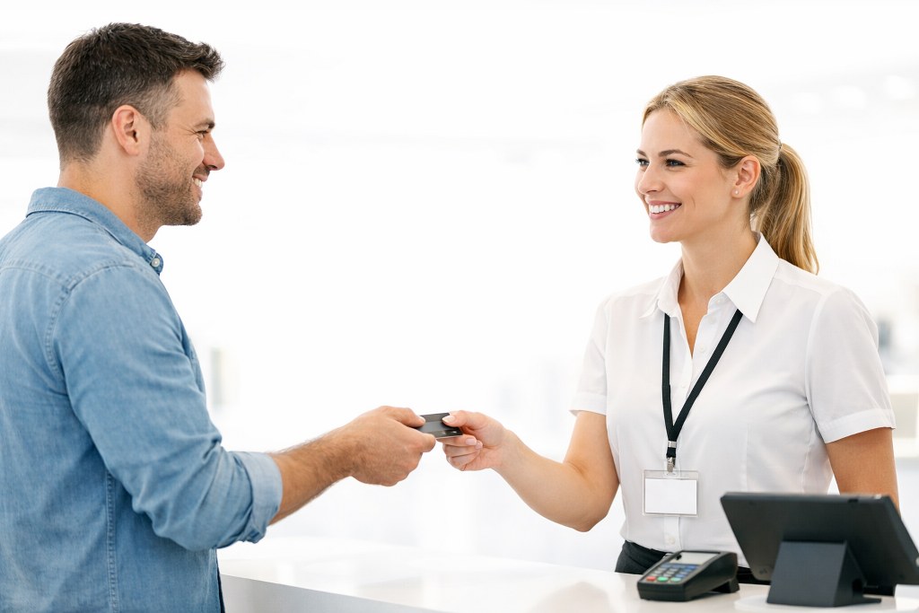 A customer making a payment to a seller.