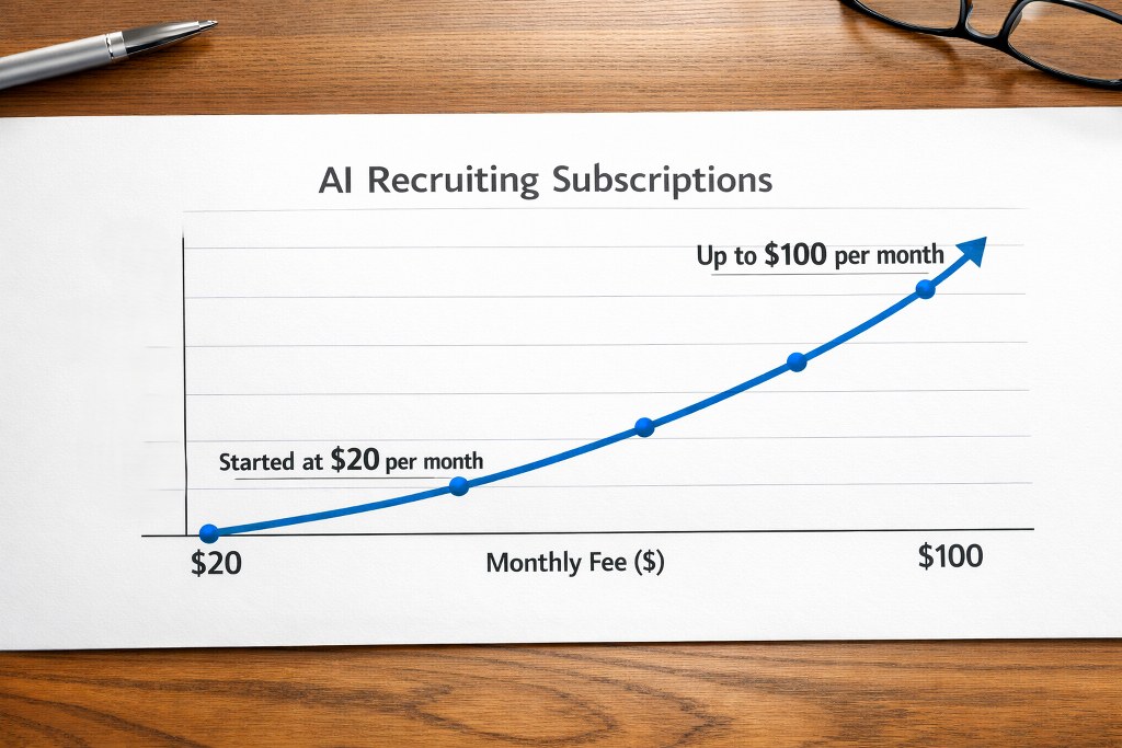 A graph showing rising AI Recruitment subscriptions.