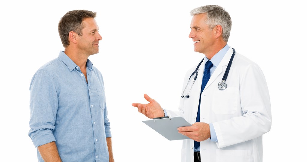 A patient having a medical consultation.