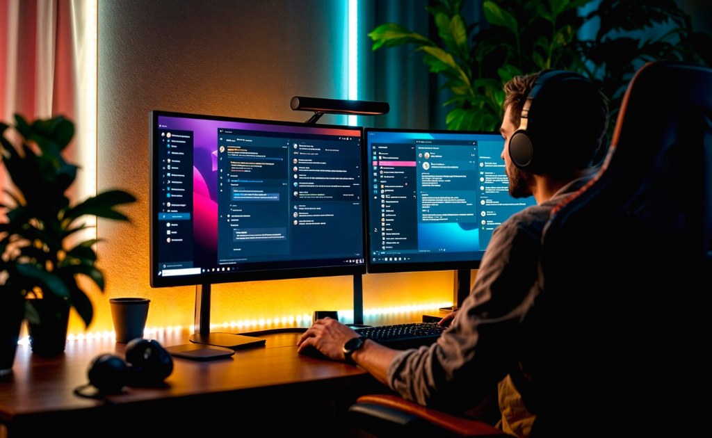 A programmer coding at night.