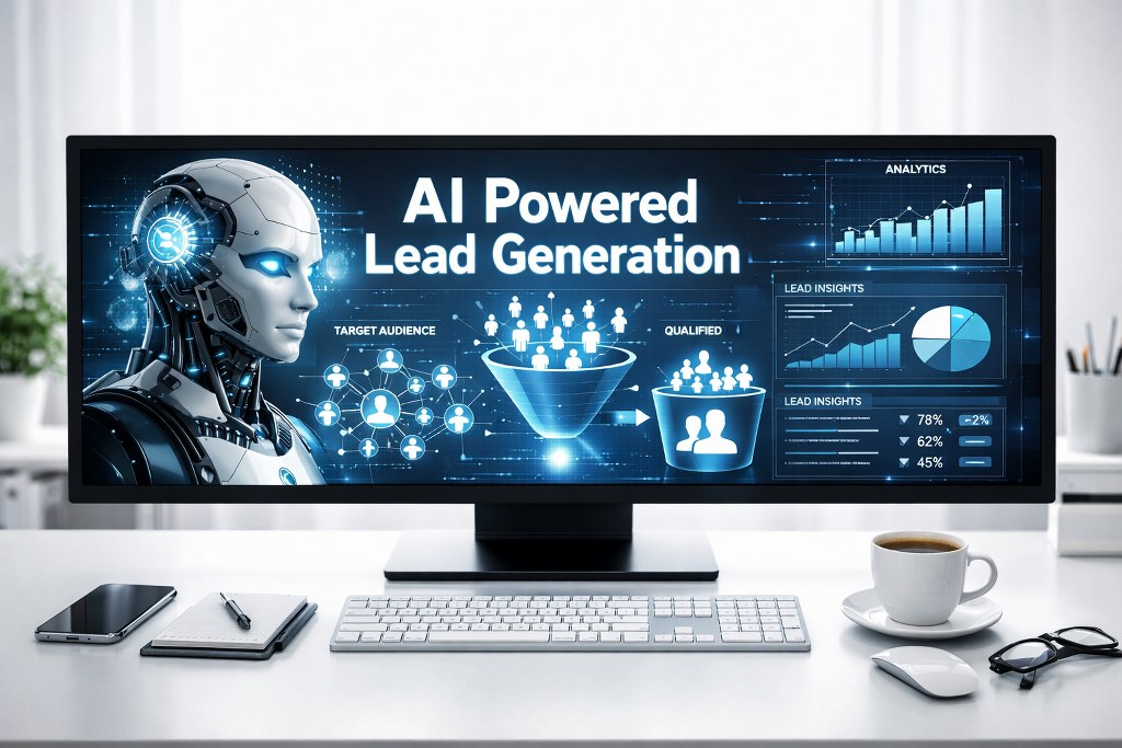 AI powered lead generation concept.