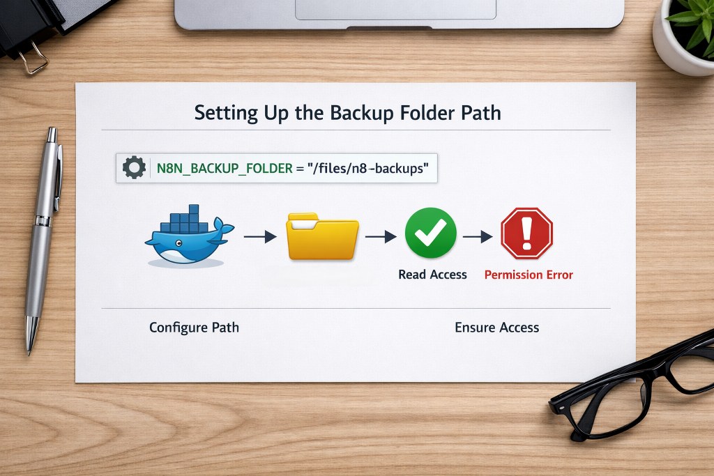 Backup folder path ensures reliable restores by defining volumes and preventing permission failures.