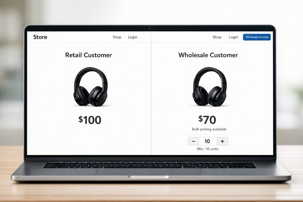 Blended storefront shows single site delivering role-based pricing and user experiences