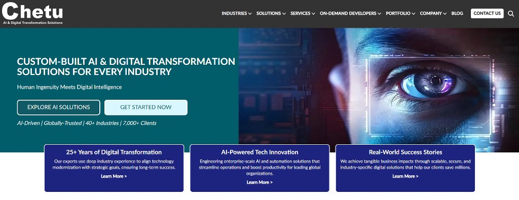 Chetu website homepage.