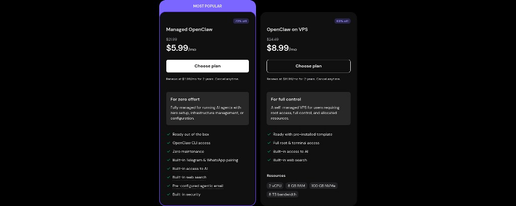 Comparing Managed OpenClaw and OpenClaw on VPS plans