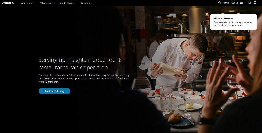 Deloitte's website homepage.