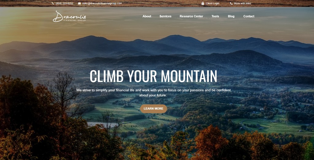 Dracoulis Financial Group website homepage.
